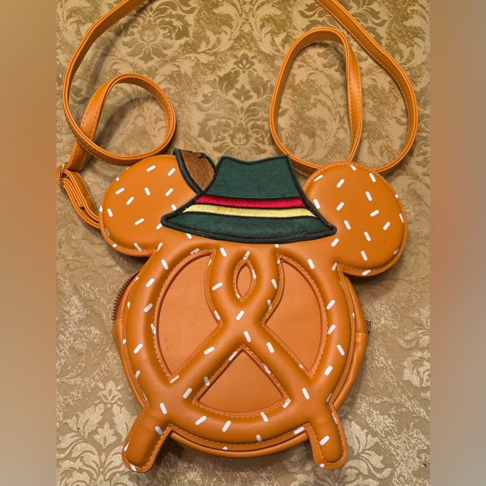 Mickey Icon Pretzel Germany Oktoberfest Epcot Crossbody Bag Disney Parks